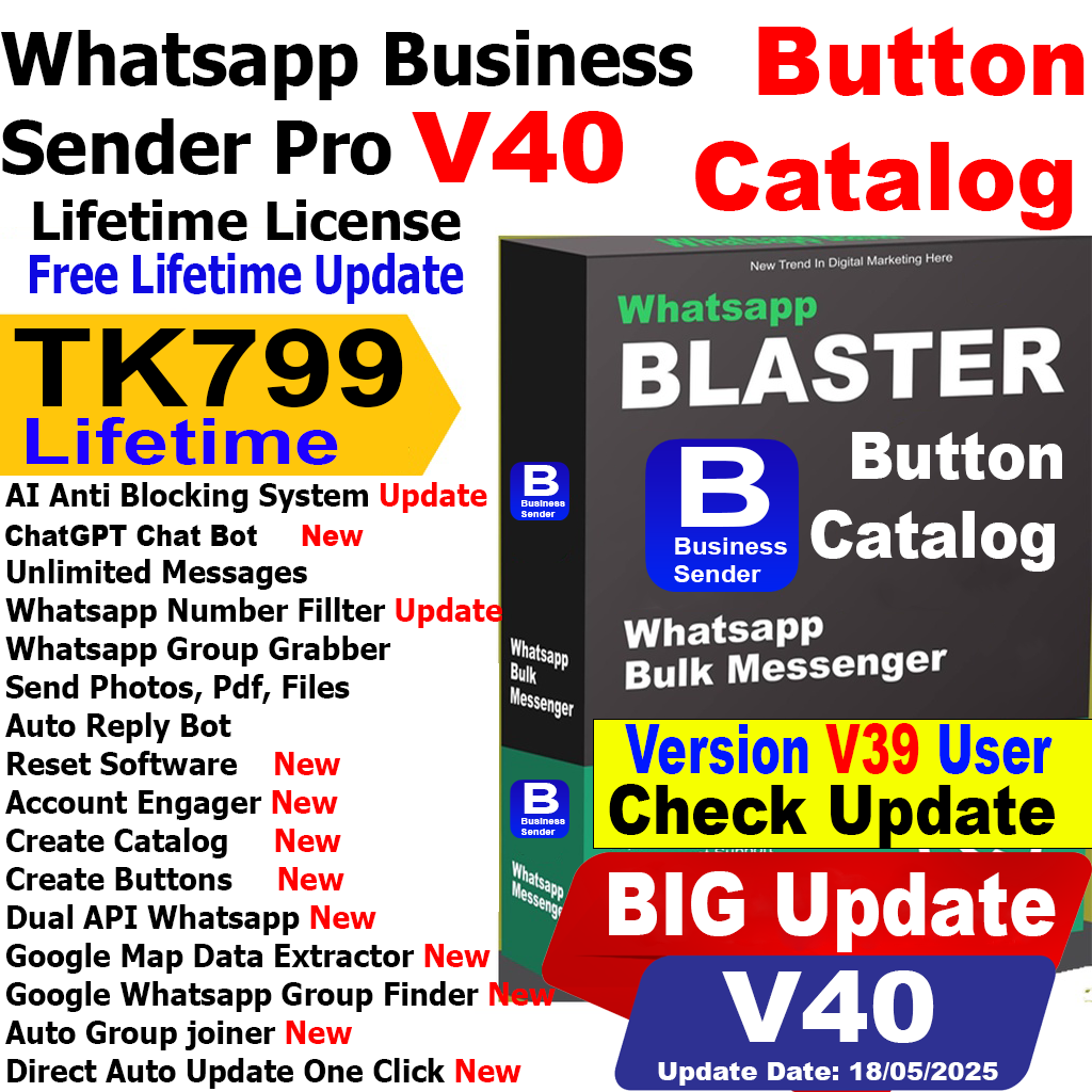 Business Sender Pro V39 - 2024 WhatsApp Blaster | Max Sender With Free Auto Update Lifetime